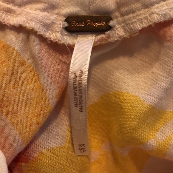 Free People Linen Blend Sherbet Color Florals on White Multi Tiered Dress S/XS - Picture 9 of 11